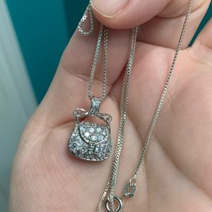 925 Italy silver necklace with purse pendant👜